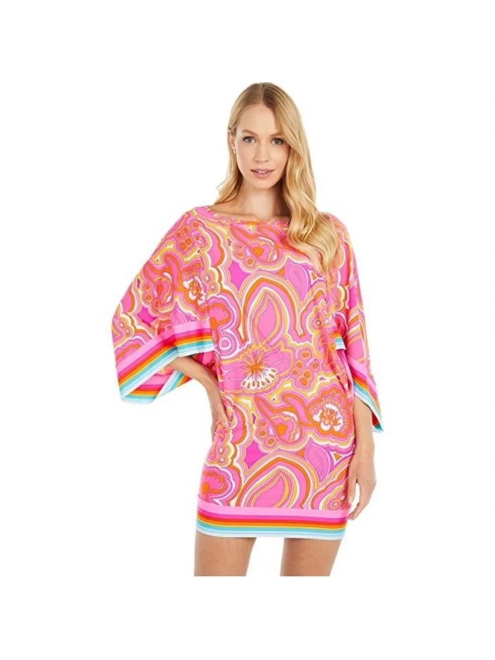Trina Turk 25th Anniversary Morning Sunrise Swim Cover Tunic Kafta psychedelic - Picture 2 of 15